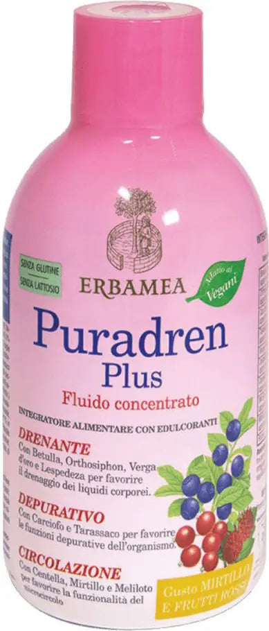 Erbamea puradren plus gusto mirtillo & frutti rossi 500 ml - integratore drenante image 0